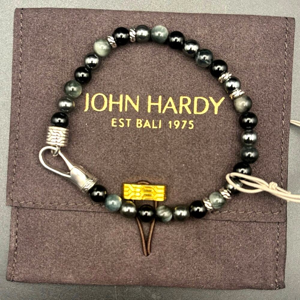 John Hardy Men’s Sterling Silver Beaded Bracelet Onyx Eagle Eye Hematite NIBWT - Picture 5 of 16
